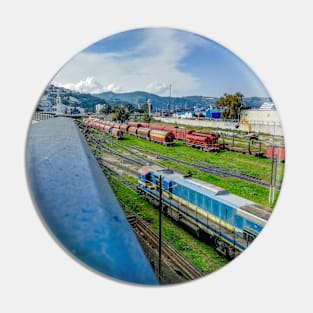 Beautiful City View with Train Pin