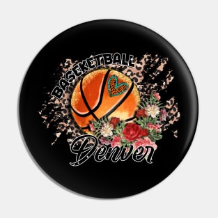 Aesthetic Pattern Denver Basketball Gifts Vintage Styles Pin