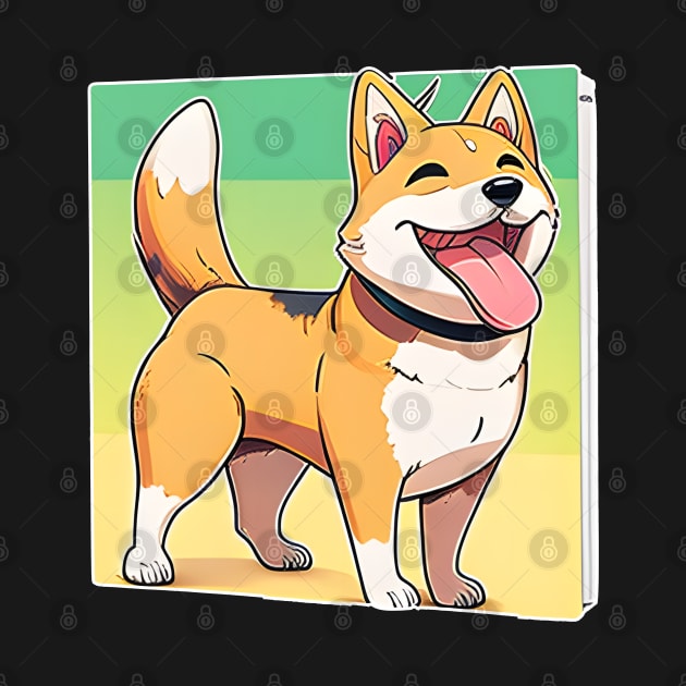 Happy Cute Dog Shiba Inu - Love Dogs by Johnathan Allen Wilson