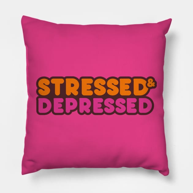 Stressed & Depressed Pillow by iWierdGuy