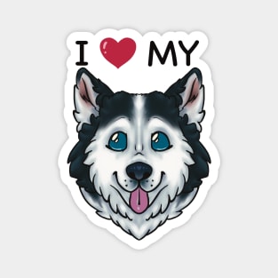 I Love My Husky Magnet