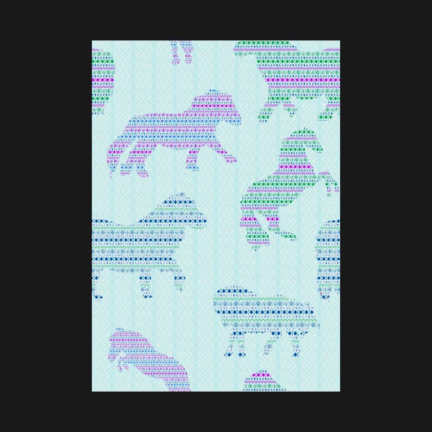 Shetland Fairisle Dancing Ponies - Light blue by Juliewdesigns