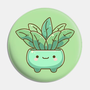 Cute Kawaii Green Plant in a Pot | Cute Smiley Kawaii House Plant | Design for Plant Lovers Pin