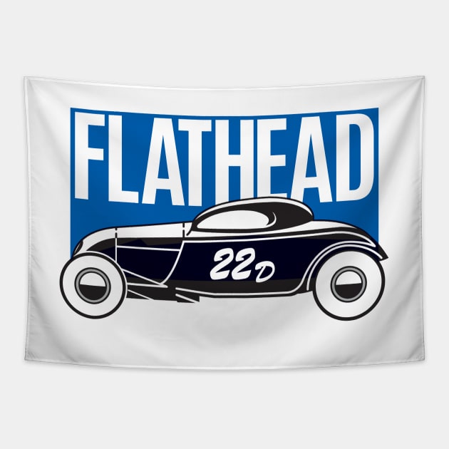 Bonneville Flathead Coupe racer - ford blue print Tapestry by retropetrol