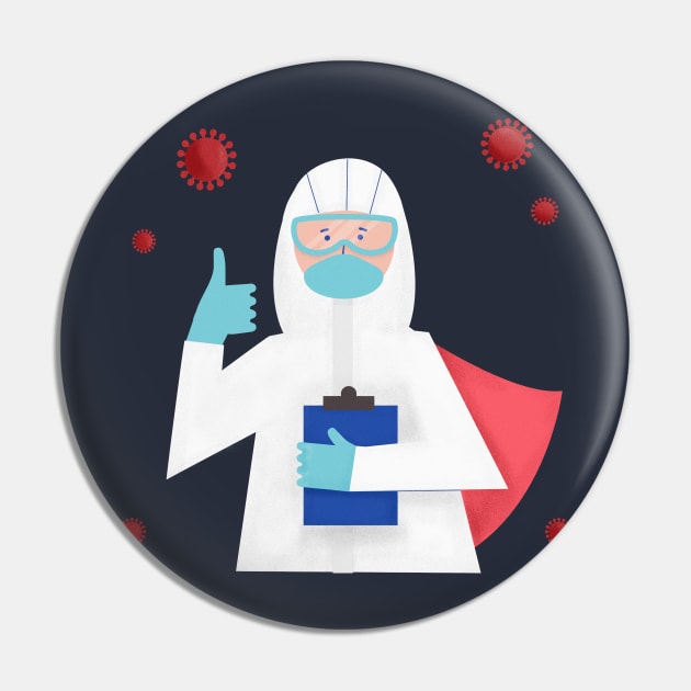 Caped Essential Employee Against Coronavirus Pin by InkyArt