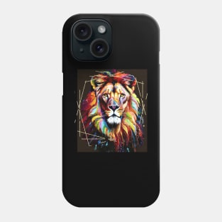 Lion Color Painting (framed in gold scratches) Phone Case