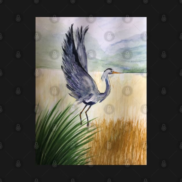 Heron Displaying by Juliejart