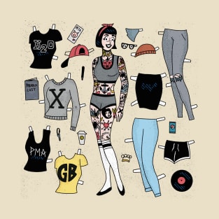 Hardcore girl paper doll T-Shirt