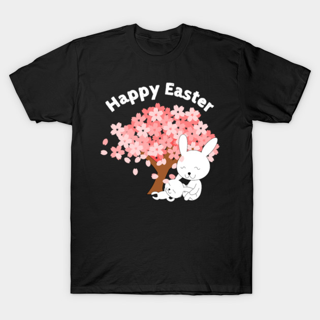 Happy Easter Bunny Mother And Chold Under Tree Easter T Shirt Teepublic