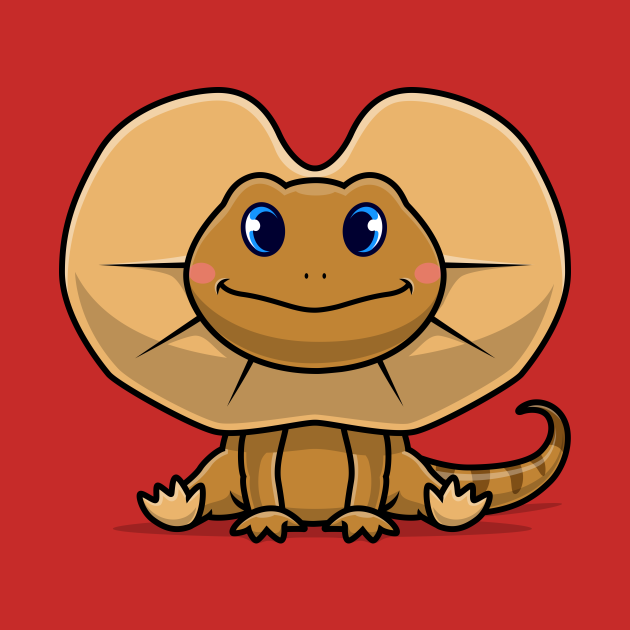 Cute Frilled Neck Lizard Cartoon Vector Icon Illustration Lizard T