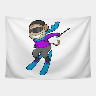 Monkey Skier Ski Tapestry