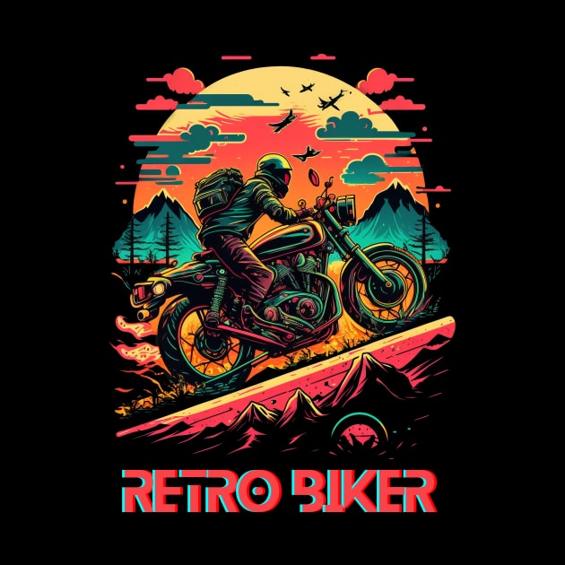 Ride into the Retro Future: Vintage Synthwave Motorcycle Gear by Snoe