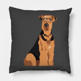 Hipster Black and Brown Airedale Terrier Dog T-Shirt for Dog Lovers Pillow