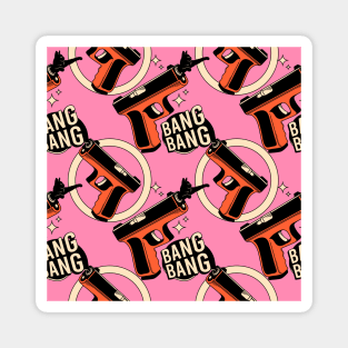 Bang Bang Black Cat Pattern in pink Magnet