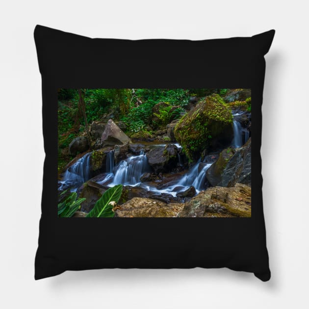 mountain stream Pillow by likbatonboot