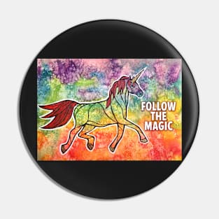 Follow the Magic. Watercolor Unicorn Illustration. Pin