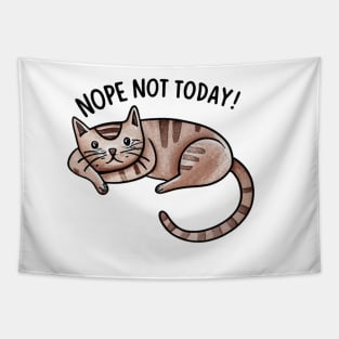 "Sassy Siesta: Children's Cat Doodle" - Funny Nope Not Today Tapestry