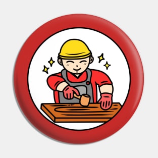 Cute cartoon carpenter Pin