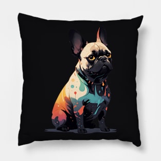 Minimalist Silhouette Colorful French Bulldog Pillow