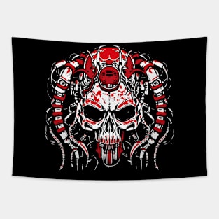 alien skull red white Tapestry