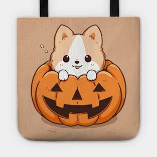 Puppy in a pumpkin Tote