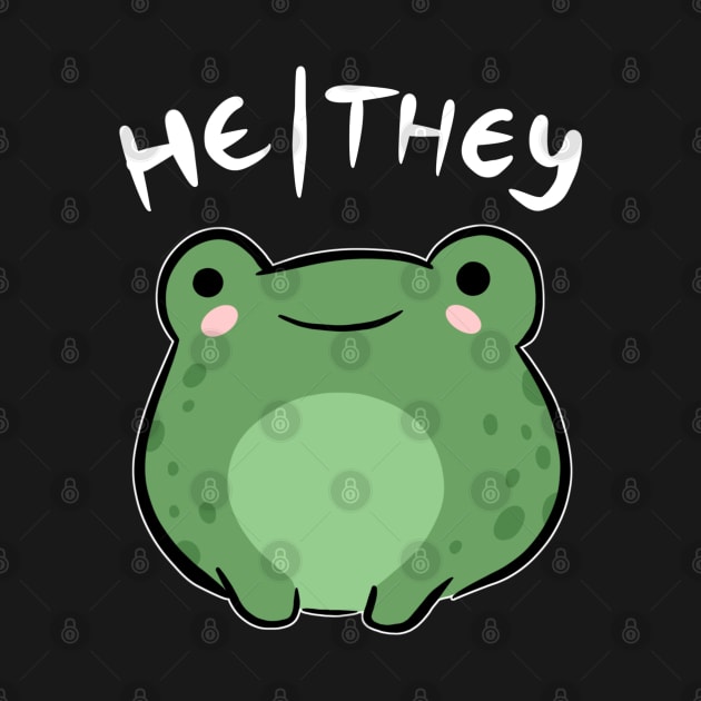 Cute Frog Celebrating He/They Pronouns - A Nonbinary Aesthetic for Enby, LGBTQ, Demigirl, and Demiboy by Ministry Of Frogs