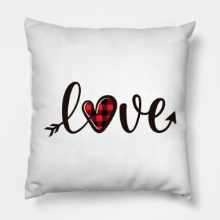 Love Red Buffalo Plaid Heart Arrow Gift Valentine's Day Shirt Pillow