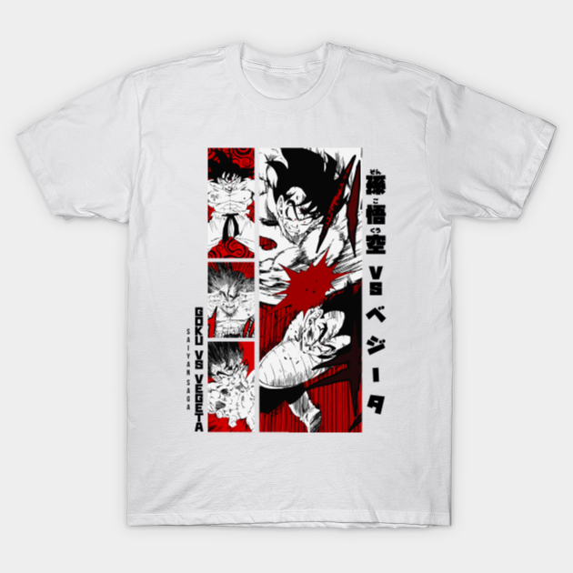 Goku vs Vegeta = DRAGON BALL Z = Saiyan Saga White Version - Goku And Vegeta Dragon Ball - T-Shirt