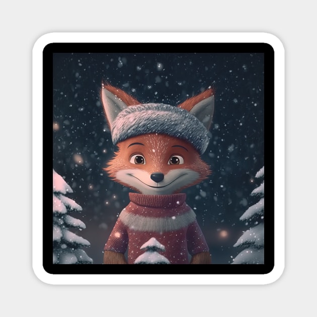 Cute christmas fox Magnet by Art8085