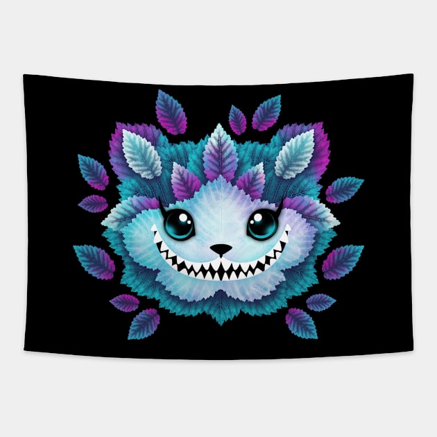 Mad cat of leaves Tapestry by NemiMakeit