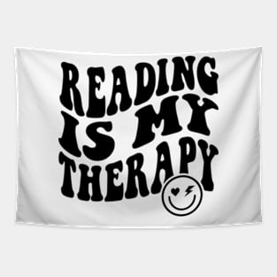 Reading is My Therapy Groovy Cute Reader Bookworm Gifts 2024 Tapestry