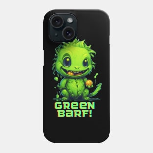 Green Muncher: Diseño divertido de un pequeño dinosaurio verde disfrutando de una nuez Phone Case