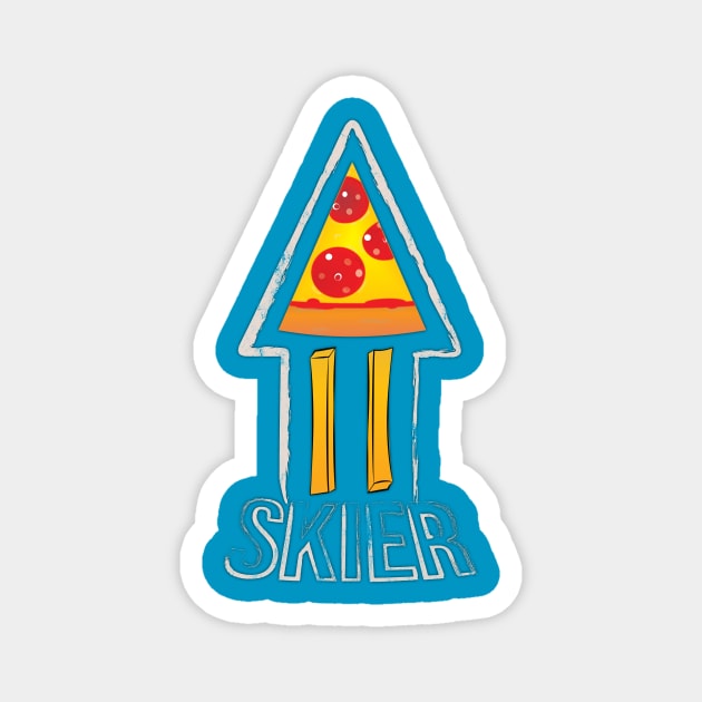 Pizza - French Fry - Skier Magnet by PixelSamuel