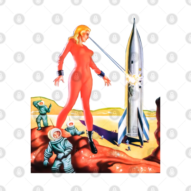 Retro Astronaut Girl Space The Cosmic Destroyer Blonde Science Fiction Imaginative Tales Vintage Comics 1957 by REVISTANGO