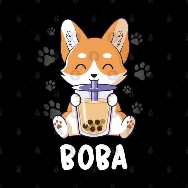 Cute Corgi Puppy Drinking Boba Kawaii Bubble Tea by Graphic Monster