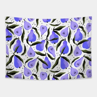 Pretty purple pear pattern with black leaves Tapestry