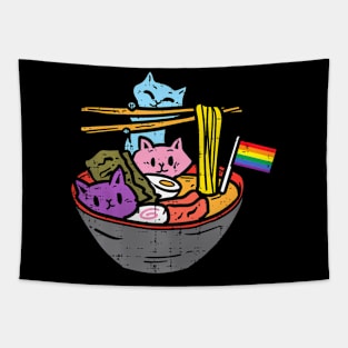 Rainbow Flag Cats Ramen Anime Gay Pride Month Lgbtq Tapestry