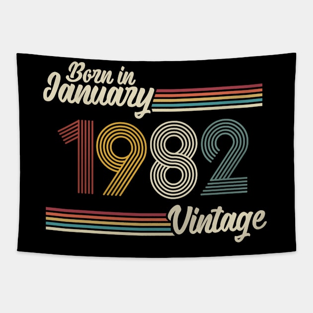 Vintage Born in January 1982 Tapestry by Jokowow