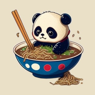 kawaii cute panda eating ramen T-Shirt