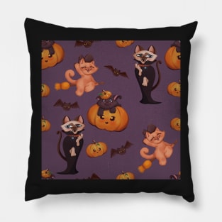 spooky halloween pattern with dracula Pillow