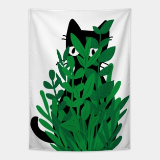 Cat in Green Pocket Tapestry