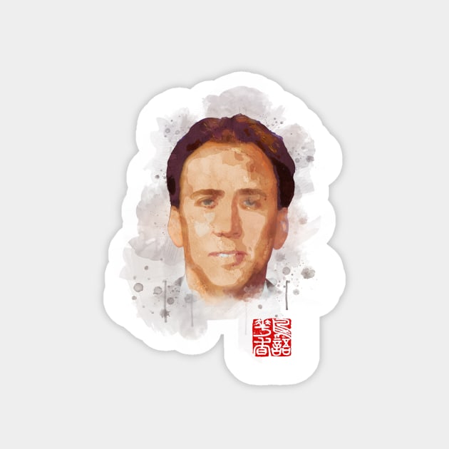 Nicolas Cage Watercolor Magnet by Soriagk