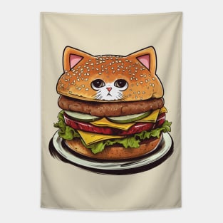 cute Cat burger Tapestry