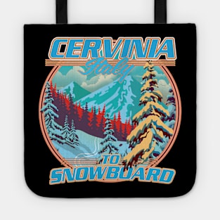 Cervinia Italy Snowboarding logo. Tote