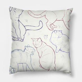 Five cats attitude Pillow