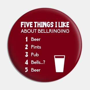 Bell Ringing - 5 THINGS - BEER Pin