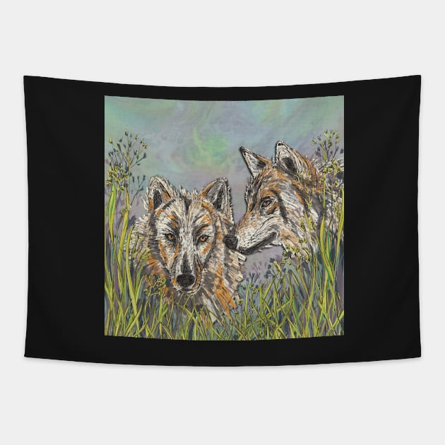 Wolves Tapestry by lottibrown