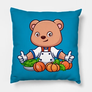 Chef Bear Cute Cartoon Pillow