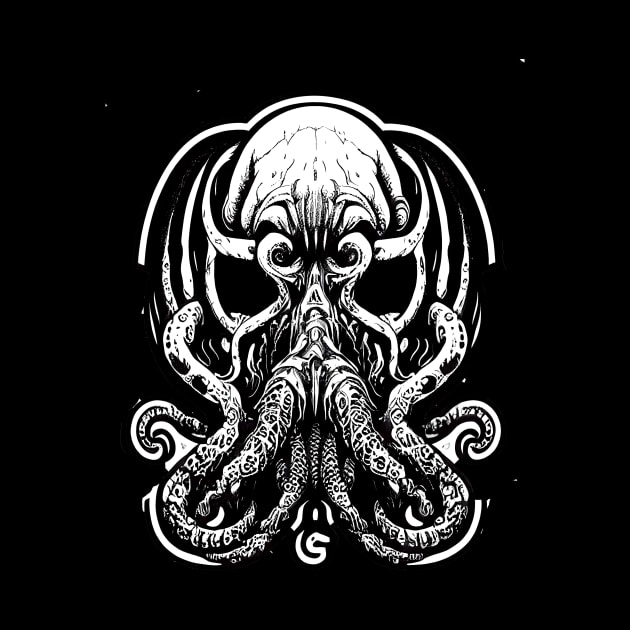 Black and White Cthulhu Art by Gelo Kavon