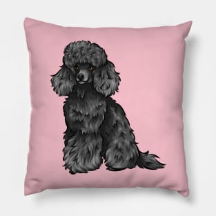 Cute Black Toy Poodle Dog Pillow